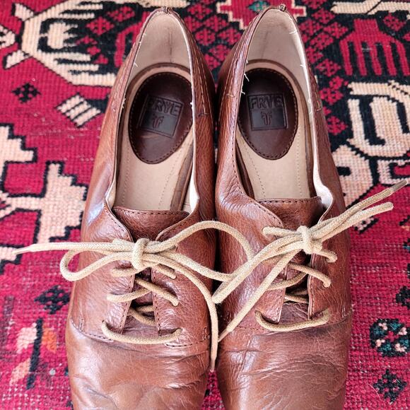 FRYE Oxford Pumps Brown Leather Sz 9 - Picture 4 of 7